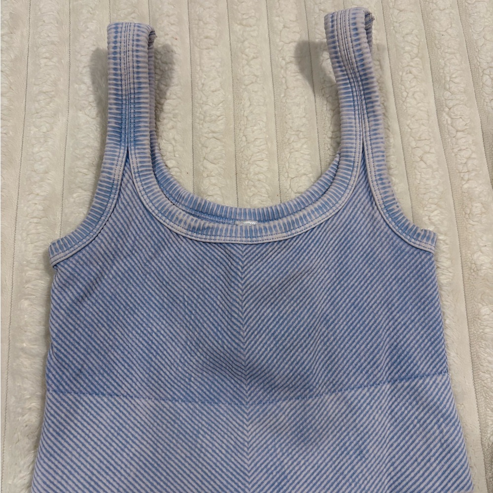 Island Gypsy Blue Distressed Wash Rib-Knit Tank Top